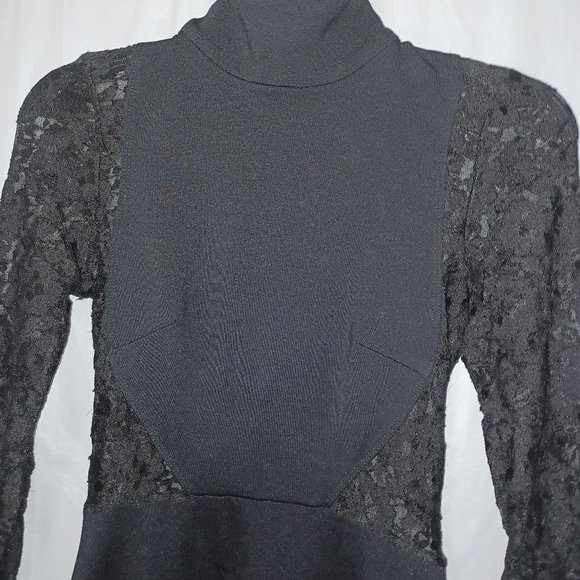 NASTY GAL BLACK LACE MOCK NECK BODYCON DRESS - Picture 1 of 12